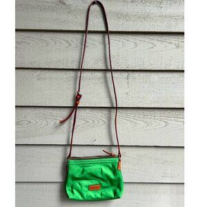 Dooney & Bourke Green Nylon Leather Trim Crossbody Bag
